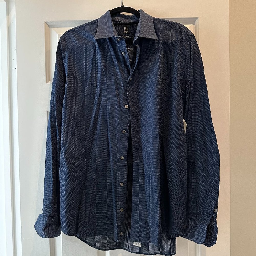 14th Union Trim Fit Navy Button Shirt